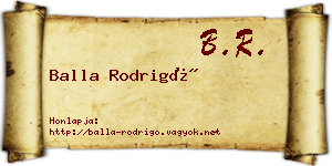 Balla Rodrigó névjegykártya